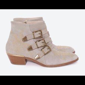 Rare Chloe Susanna, Grey Suede Gold Studs/Hardware